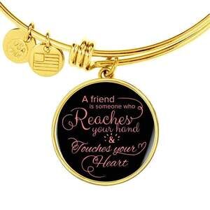 Best Friend Personalized Engraved Gold Circle Bangle Bracelet Custom Name